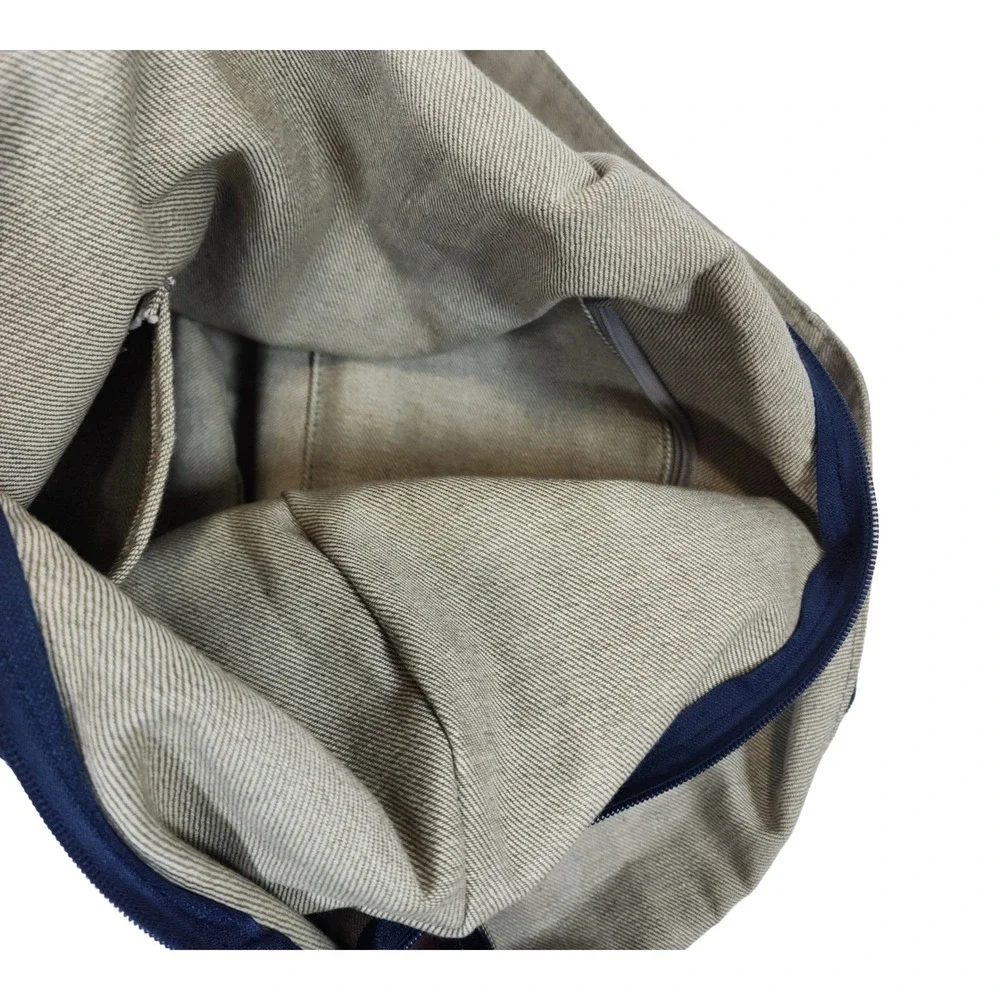 Indigo Patchwork Hobo Bag Blue Cotton Canvas Crossbody Boho Sashiko Style